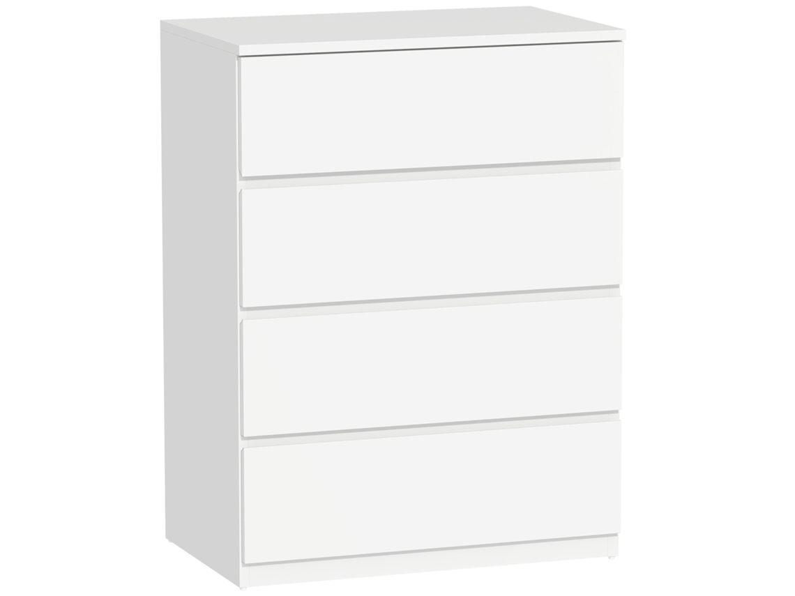 Cômoda com 4 Gavetas, Sem Puxadores, Design Minimalista, 60 X 40 X 80 Cm, Branca CHEZMOI