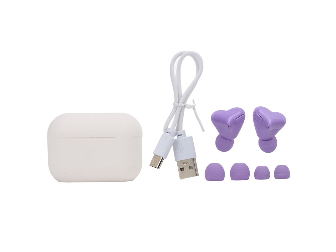 Aetheria fones de Ouvido Sem Fio em Forma de Coração Bluetooth 5.3 com Redução de Ruído Roxo