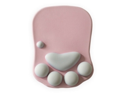 Mouse pad YURU com apoio de pulso, ergonômico, rosa, com gatinho