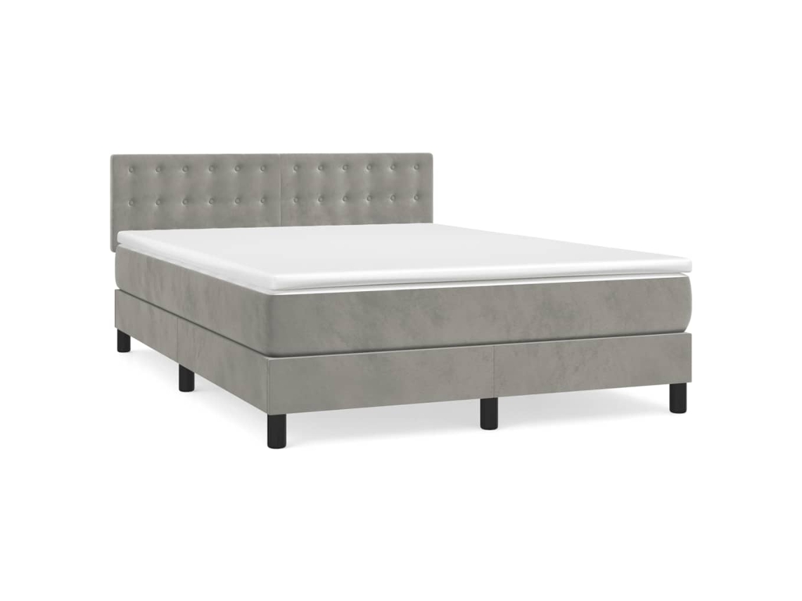 Conjunto 1 Cama Box Spring Vidaxl Cinzeto Veludo (193 X 144 X 88 Cm)