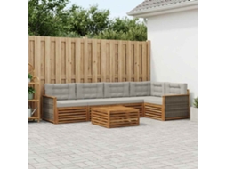 Vidaxl Conjunto De Sofás Para Exterior 6 Pcs Natural E Cinzento-claro