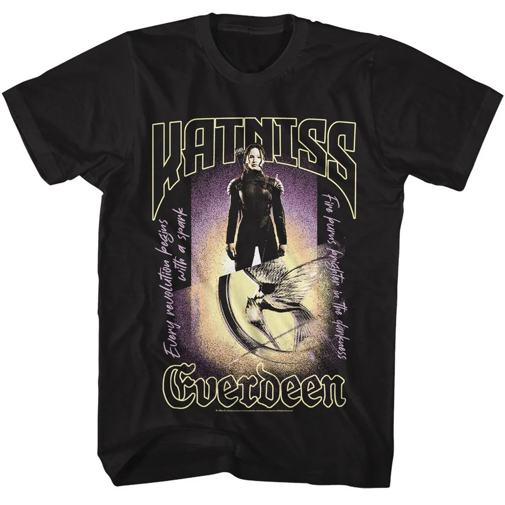 Rockinstone Hunger Games Movie Katniss Everdeen Black Adult T-shirt Size:xl
