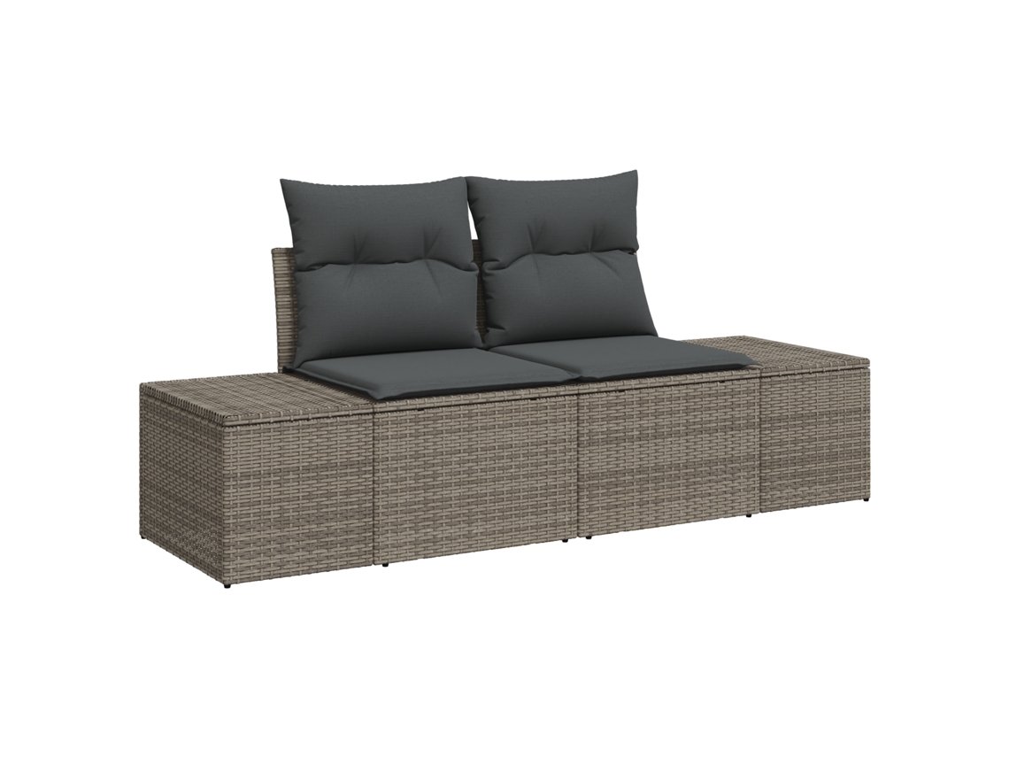 Conjunto 7 Conjunto De Sofá De Jardim Vidaxl Cinzento Vime Pe (234 X 154 X 69 Cm)