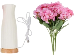 Abajur de Cabeceira Usb com Luz Noturna em Formato de Buquê de Luzes Rosa e Led Multicolorido. SFUSHOS