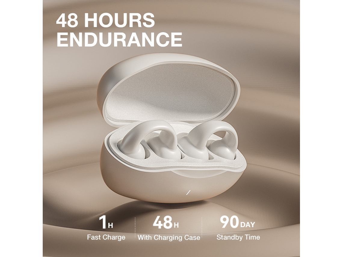 Auscultadores Bluetooth 5.4 Clip Auricular Aberto, Ipx5 Impermeáveis, Longa Autonomia 48h, Baixa Latência E Cancelamento De Ruído Ens