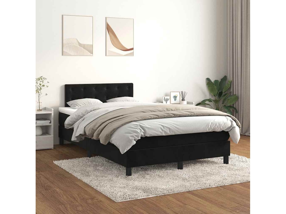Vidaxl Cama Boxspring Com Colchão 120x200 Cm Veludo Preto