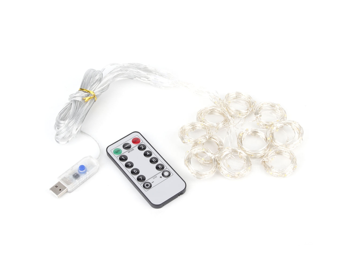 Luz de Cortina 3x2m 200led Fio de Cobre 8 Modos Controle Remoto