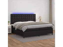 Vidaxl Cama Box Spring C/ Colchão/led 200x200cm Couro Artificial Preto