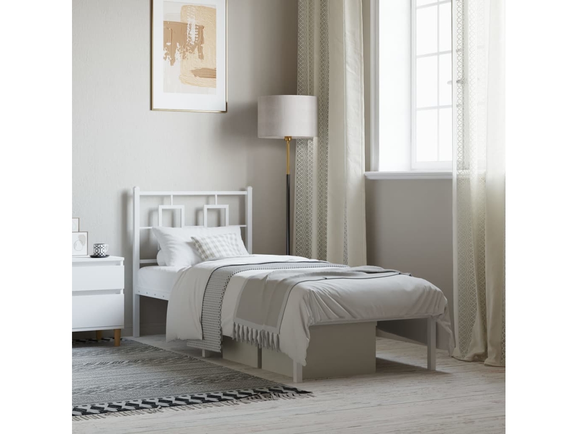 Vidaxl Estrutura De Cama Sem Colchão Com Cabeceira 75x190 Cm Branco