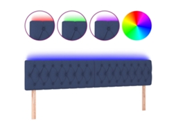 Cabeceira com luzes LED em tecido azul MAISON EXCLUSIVE (200x7x78 cm)