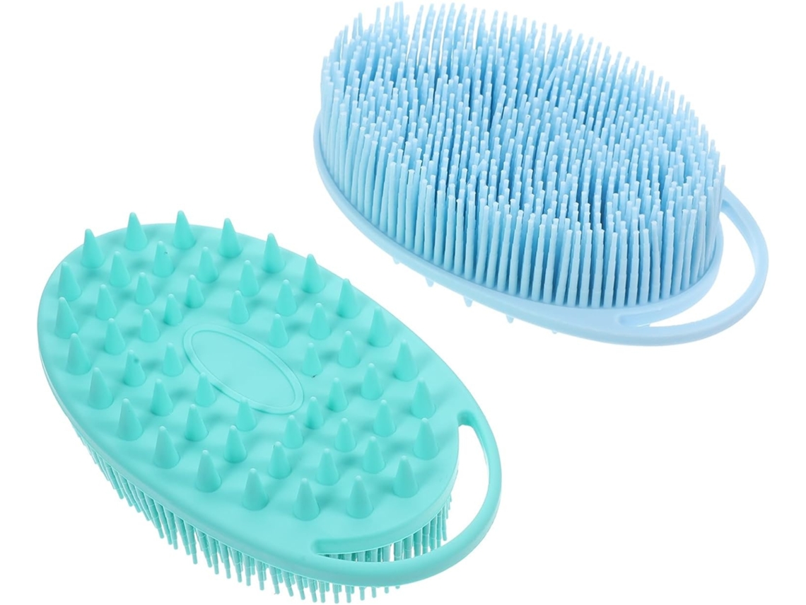 Lurelia Kit De 2 Escovas De Silicone Para Banho De Cuidado Corporal, Dupla Face, Pega Ergonómica E Com Argola, Uso Diário