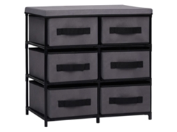 Vidaxl Armário De Arrumação Com 6 Gavetas 55x29x55 Cm Aço Cinzento