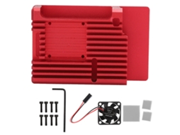 2026zentro-capa De Alumínio Com Ventilador Dc5v Vermelha Para Proteção Do Raspberry Pi 4