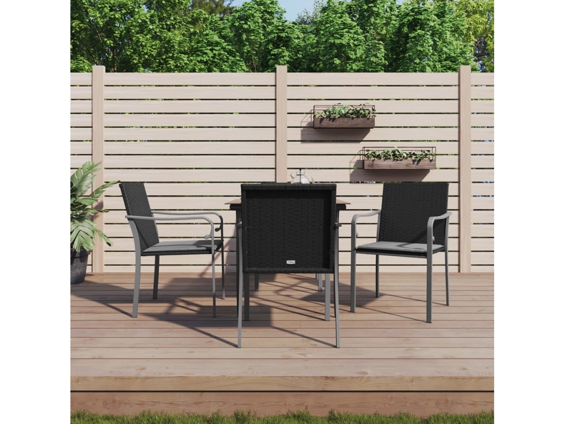 Jogo 5 Peças Jantar P/ Jardim C/ Almofadões Vime Pe E Aço Dkd Home Decor