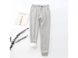 2026 pantalones Deportivos de Invierno para Mujer Con Forro Sherpa Calientitos Y Cierre de Cordón L Gris Claro