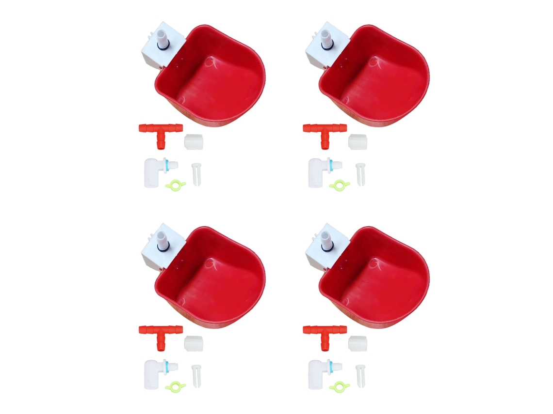 Bebedouro automático Primerox, 4L, plástico, para pássaros, com mangueira universal, vermelho
