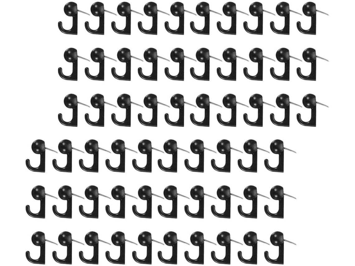50 Tachinhas Pretas Com Ganchos De Metal Para Pendurar Fotos, Mapas E Calendários, Ideais Para Uso Em Casa E No
