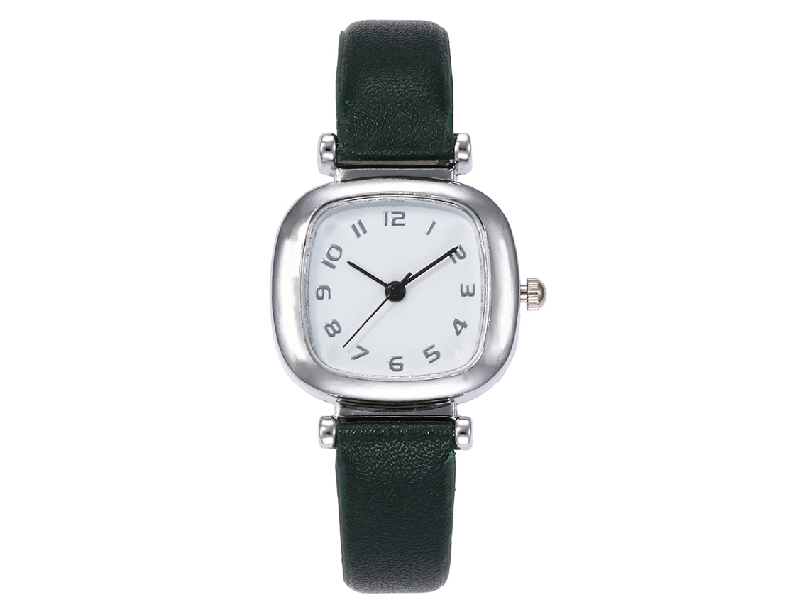 Relógio de Pulso Feminino Vansvar com Mostrador Quadrado Pulseira Pu e Movimento de Quartzo (verde)