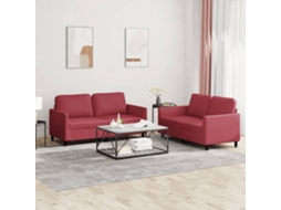 Vidaxl 2 Pcs Conjunto Sofás C/ Almofadões Couro Artif. Vermelho Tinto