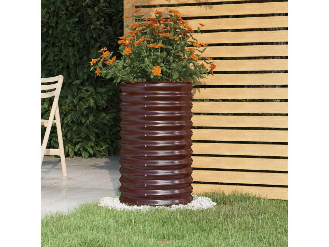 Vidaxl Vaso/floreira De Jardim Aço Galvanizado 40x40x68 Cm Castanho