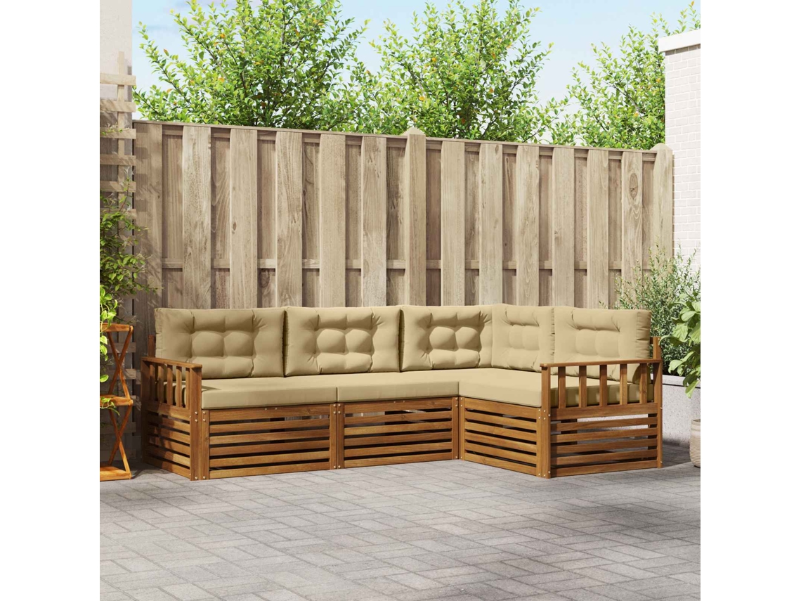 Vidaxl Conjunto De Sofás Para Exterior 4 Unid. Natural E Bege