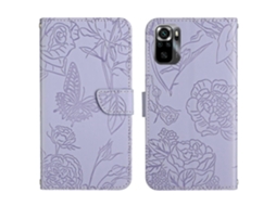 Capa De Celular Flip Em Couro Sintético Com Textura De Borboleta E Toque Suave Para Xiaomi Poco M5s Ht03