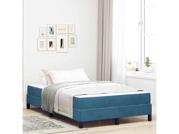 Vidaxl Cama Box Com Colchão Azul Escuro 120 X 200 Cm Tecido