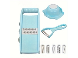 Conjunto De Fatiador 8 Em 1 Para Cozinha Com Protetor Mão, Lâminas De Aço Inoxidável Para Batatas, Cenouras E Pepinos, Cor Rosa