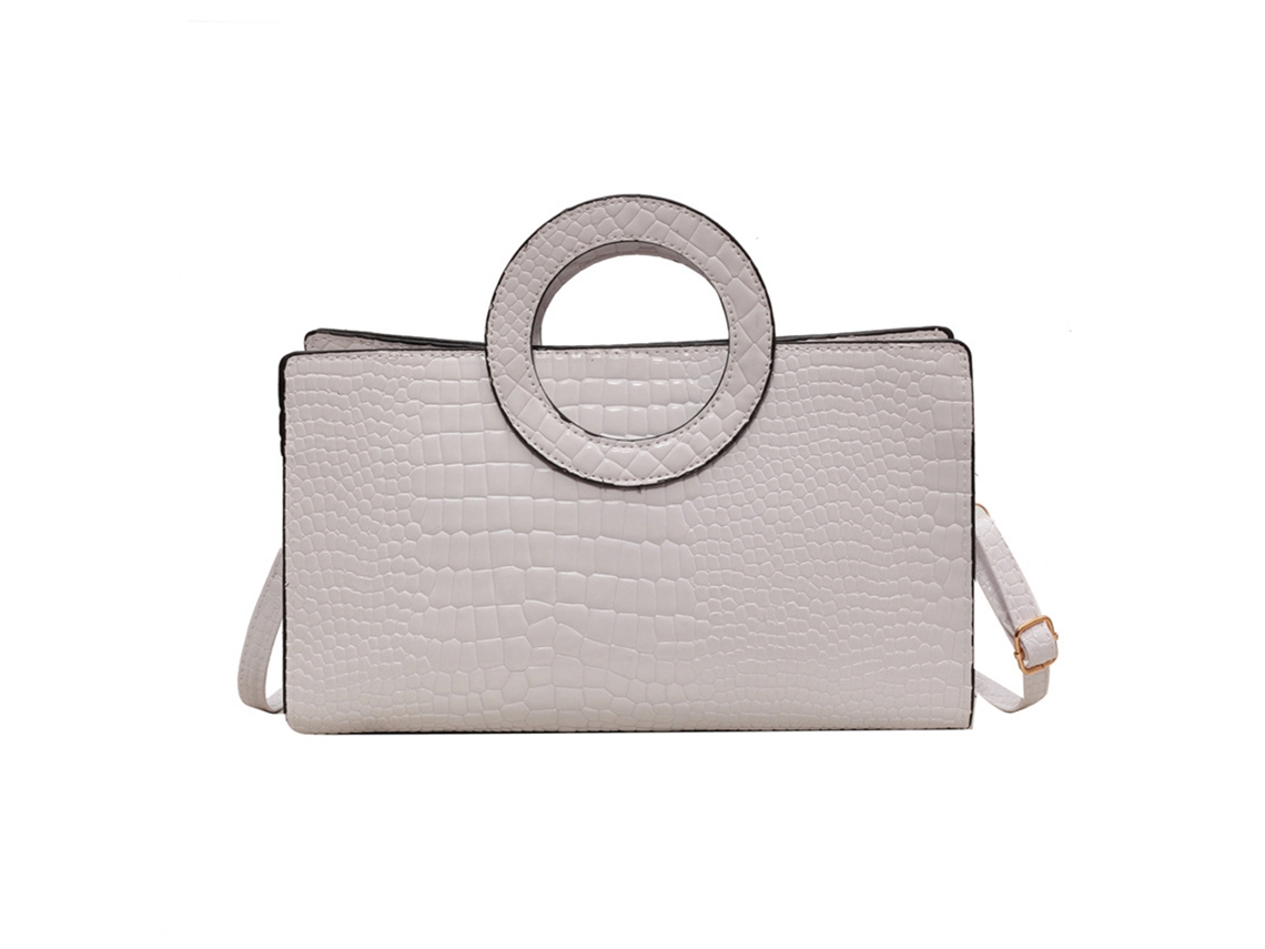 Bolsa de Ombro Feminina de Pu com Alça Anel Forma Ajustável Casual Moda Bege Tamanho F