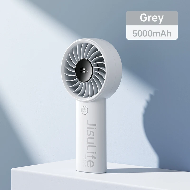 Ventilador Portátil , 5 Velocidades de Vento Forte, Visor Led, Carregamento Usb. MDUG (cinza, 5000 Mah)