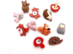 50 Alfinetes Decorativos De Animais Desenho Animado Com Caixa
