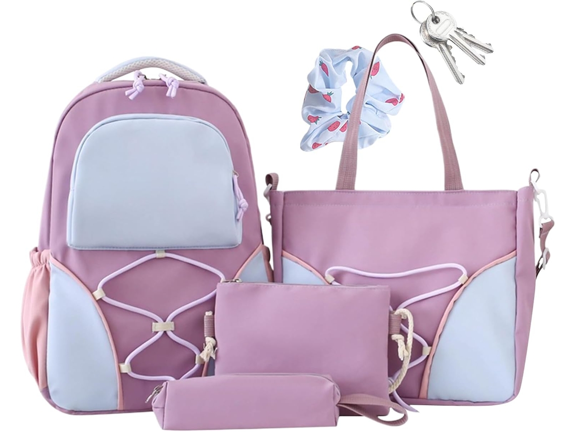 Conjunto de mochila escolar VAYOTOY de 4 peças com grande capacidade e estojo para lápis
