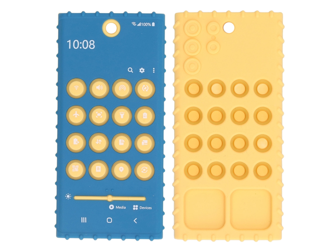Primerox chupeta em Forma de Telefone Silicone Macio Brinquedo Sensorial Bebê Azul e Amarelo