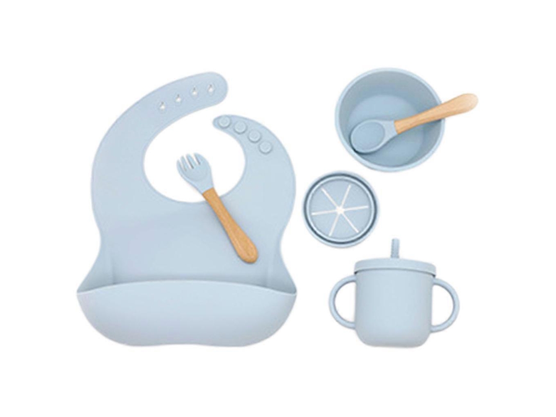 Conjunto de 6 Talheres de Silicone Suplementares sem Sabor para Crianças, Projetados para Bebês Aprendendo a Comer, Resistentes a Impactos, Azuis