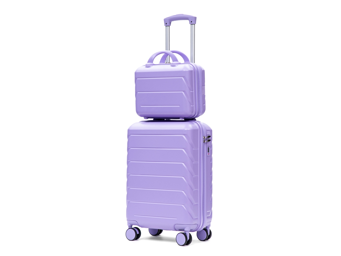 Conjunto De Malas De Viagem De 2 Peças (necessaire De 14 Polegadas + Mala De 20 Polegadas), Estrutura Rígida Em Abs