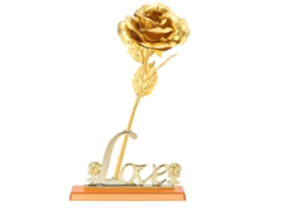 rosa Artificial de Ouro 24k Flor Presente | S/MARCA