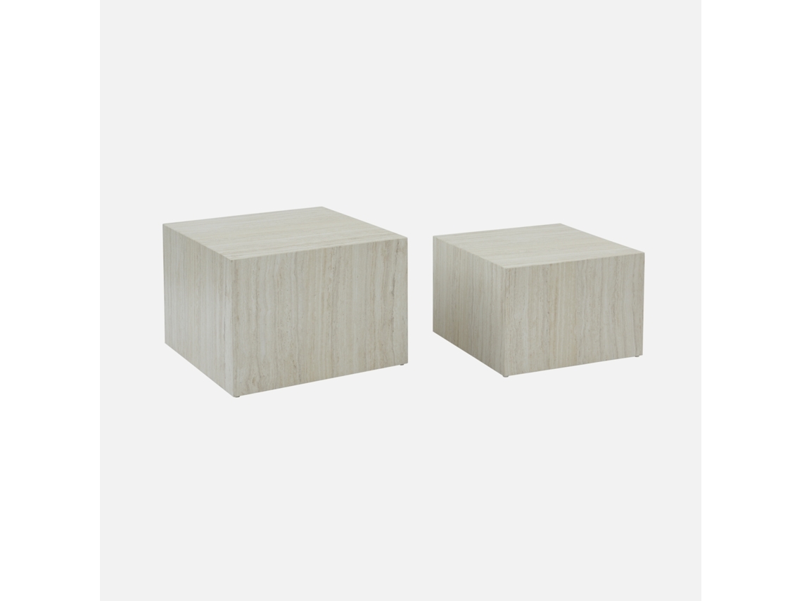Mesa de Centro Quadrada com Efeito Mármore Set de 2 Branco SWEEEK