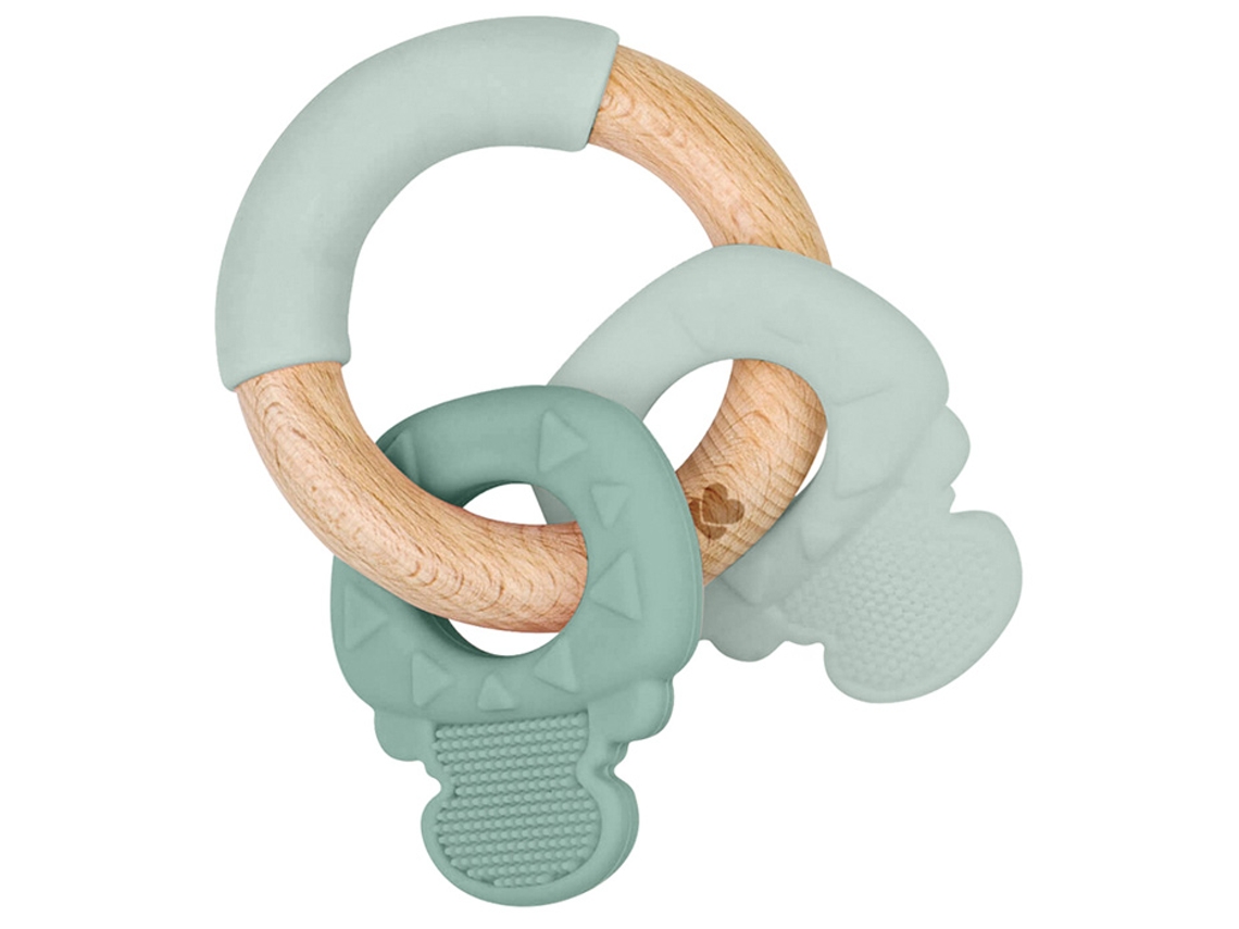 Mordedor de Silicone e Madeira KIKKABOO Keys Menta