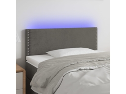 Cabecero con luces LED, tela, 90x5x78/88cm, gris oscuro