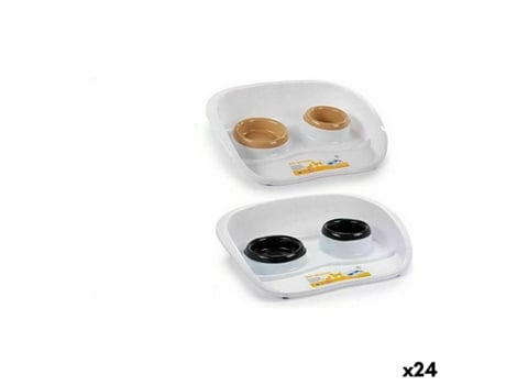 Comedouro para animais de estimação Stefanplast Duplo Plástico 34 x 11 x 46,5 cm (24 Unidades)