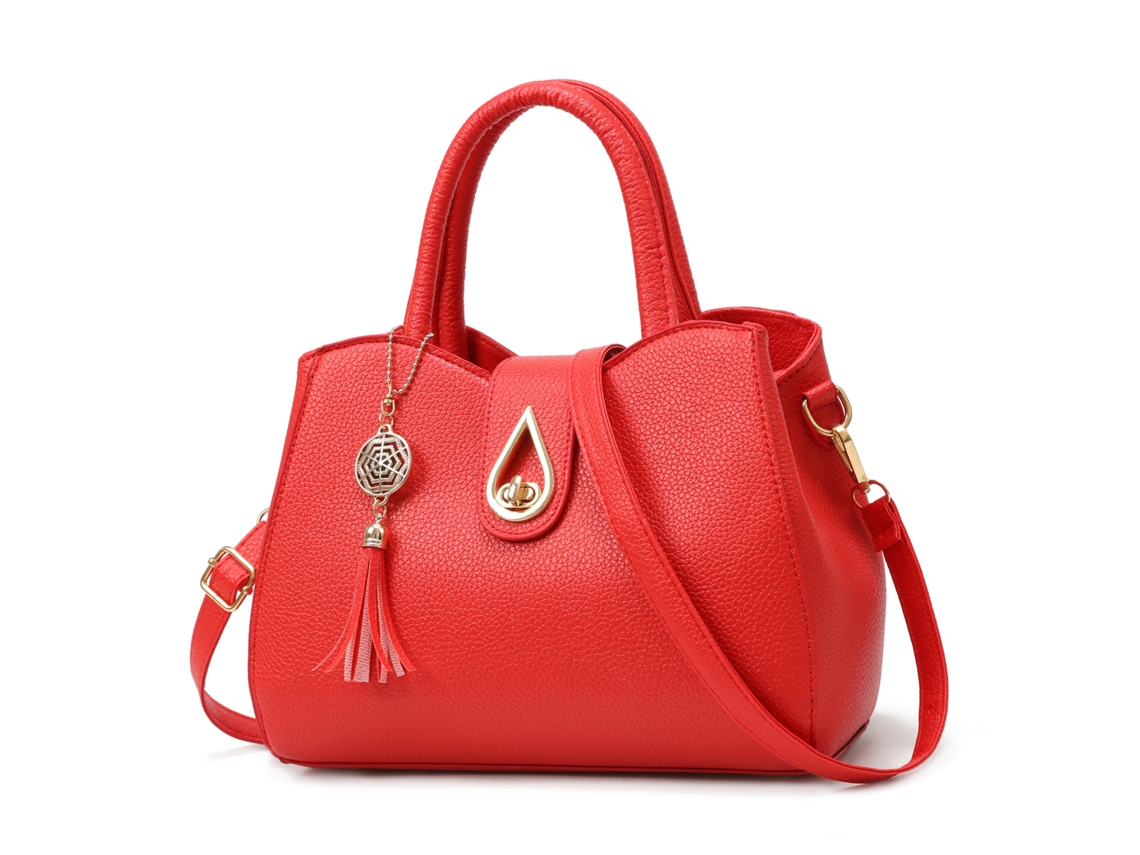 Bolsa Feminina 2026, Cor Sólida, Grande Capacidade, Bolsa de Ombro/de Mão vermelho YUNZII