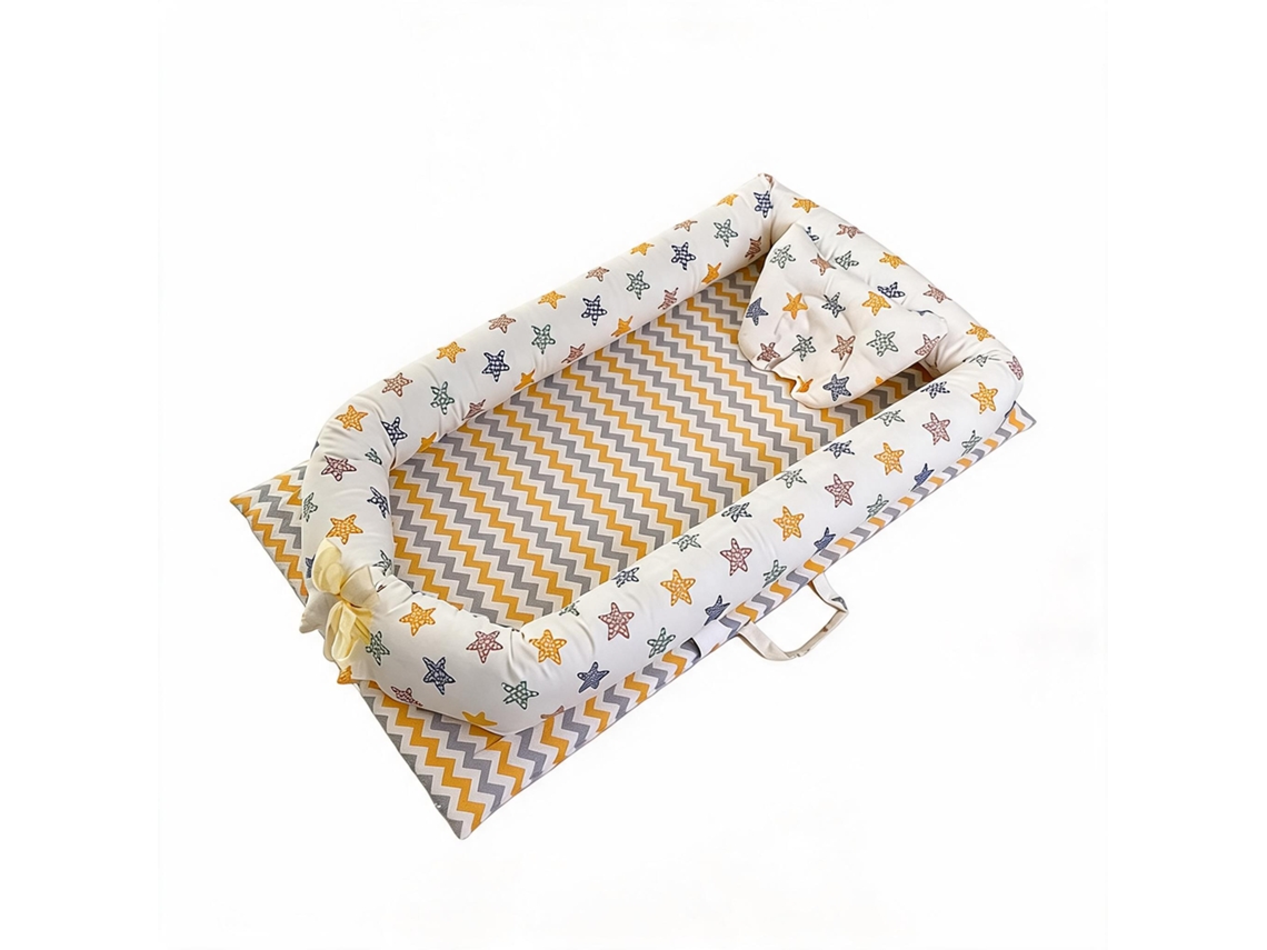 Ninho De Bebé Portátil Hibbent Com Travesseiro 90x50x12cm -estrela De Cinco Pontas Amarela