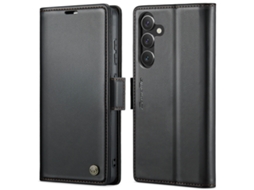 Capa Para Samsung Galaxy S24 Plus Borboleta Fivela Litchi Textura De Telefone De Couro Rfid Antirroubo Preta
