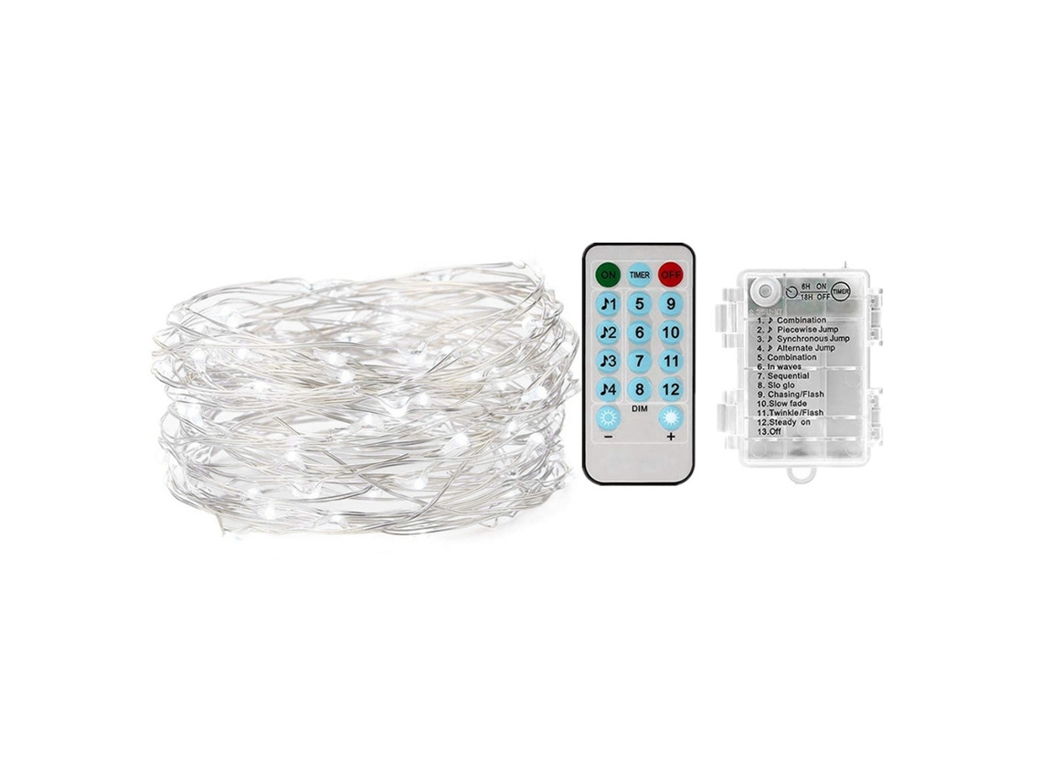 2026 luz de Cadena Led de Cobre Activada por Sonido Y Luz 10m 100 Luces Con Control Remoto (blanco Cálido)