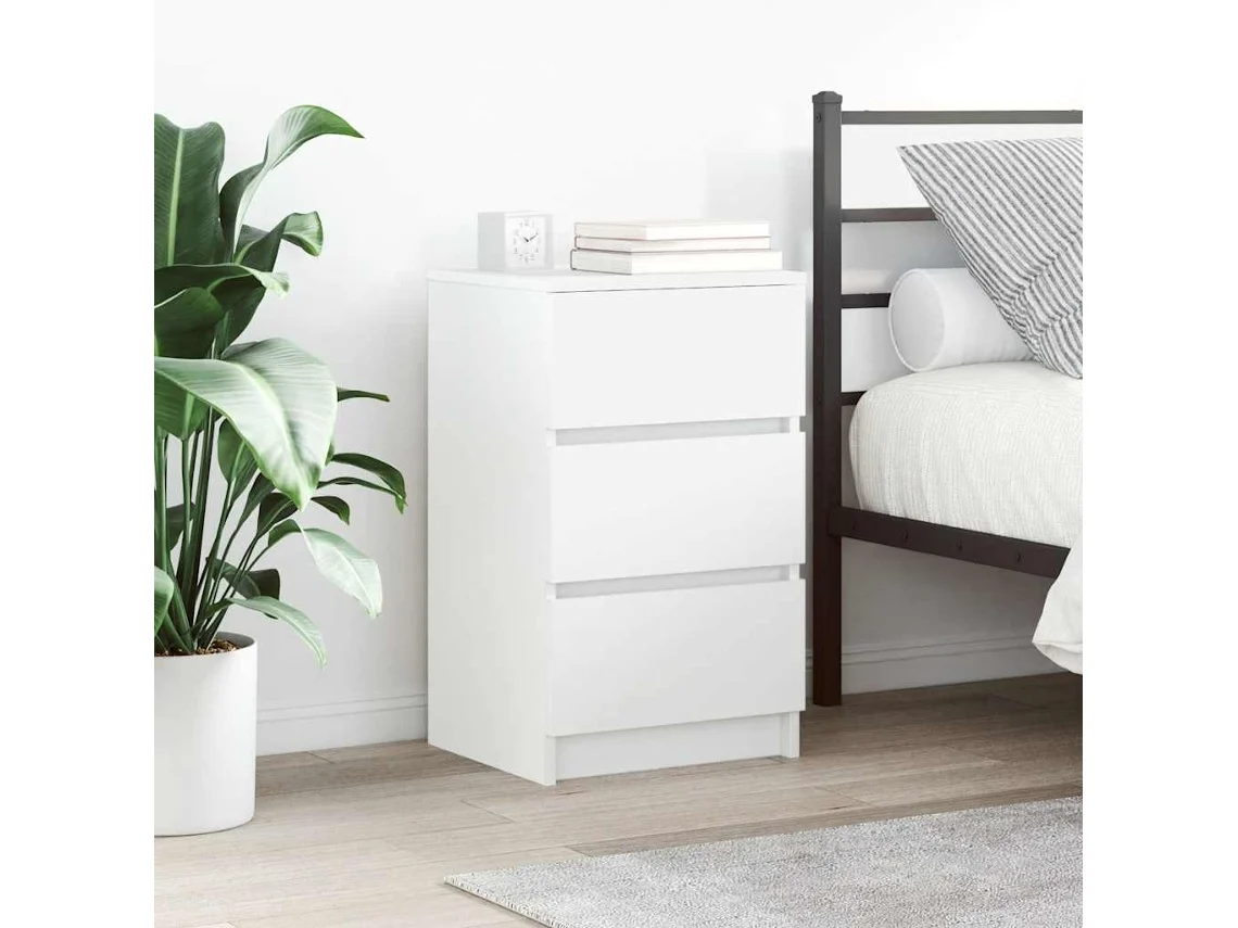 2 Pcs Mesas De Cabeceiracriado Mudoarmário De Cabeceira 3 Gavetas 39x35x65cm Branco Wsd80890 Lovely Home