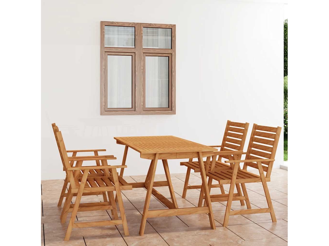 Vidaxl 5 Pcs Conjunto De Jantar Para Jardim Madeira De Acácia Maciça