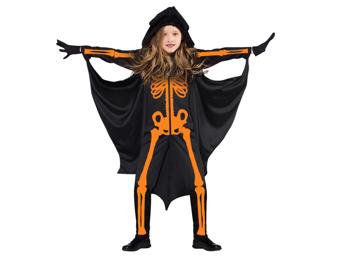 Fantasia de Morcego-Vampiro para Crianças Macacão para Meninos e Meninas Jogo de Papéis para Crianças Conjunto de Esqueleto Amarelo Siamês