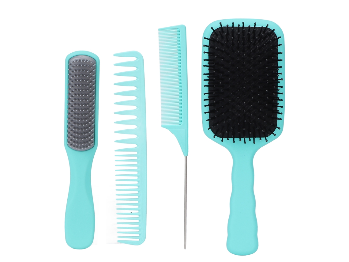 Conjunto de 4 escovas de cabelo com cabo antiderrapante para massagear e aliviar a pressão no couro cabeludo, modelo 2026, da marca Caixa Verde.
