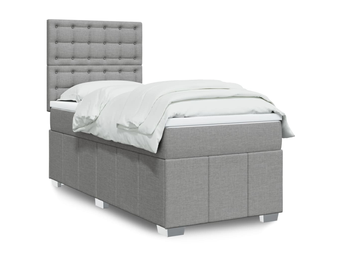 Vidaxl Cama Com Molas/colchão 90x190 Cm Tecido Cinzento-claro