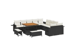 Maison Exclusive - Conjunto De Sofá De Jardim Com Almofada 13 Pcs Preto Vime Pe